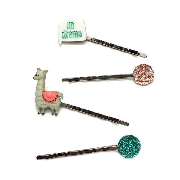 No Drama Llama Bobby Pin Hair Accessory 4pc Set - Picture 5 of 6